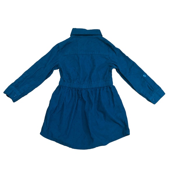 Carter’s turquoise blue corduroy polka dot collared button down dress, 3T - Picture 3 of 7